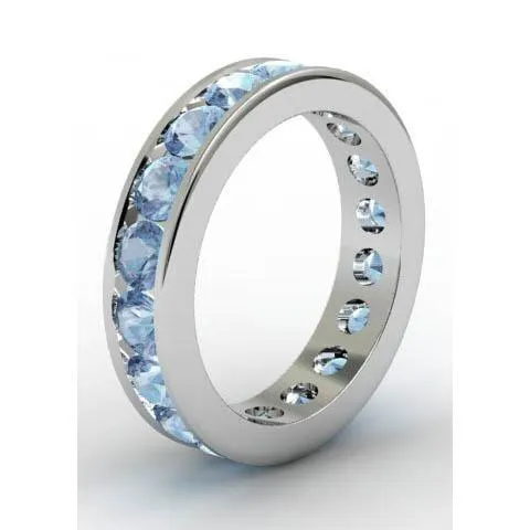 Channel Set Aquamarine Eternity Band