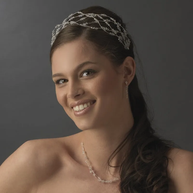 Charming Silver Austrian Crystal Bead Bridal Headband