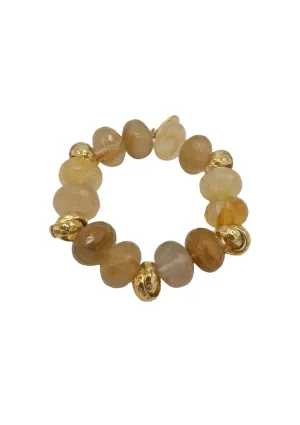 Citrine Quartz Gold Accent Stretchy Bracelet