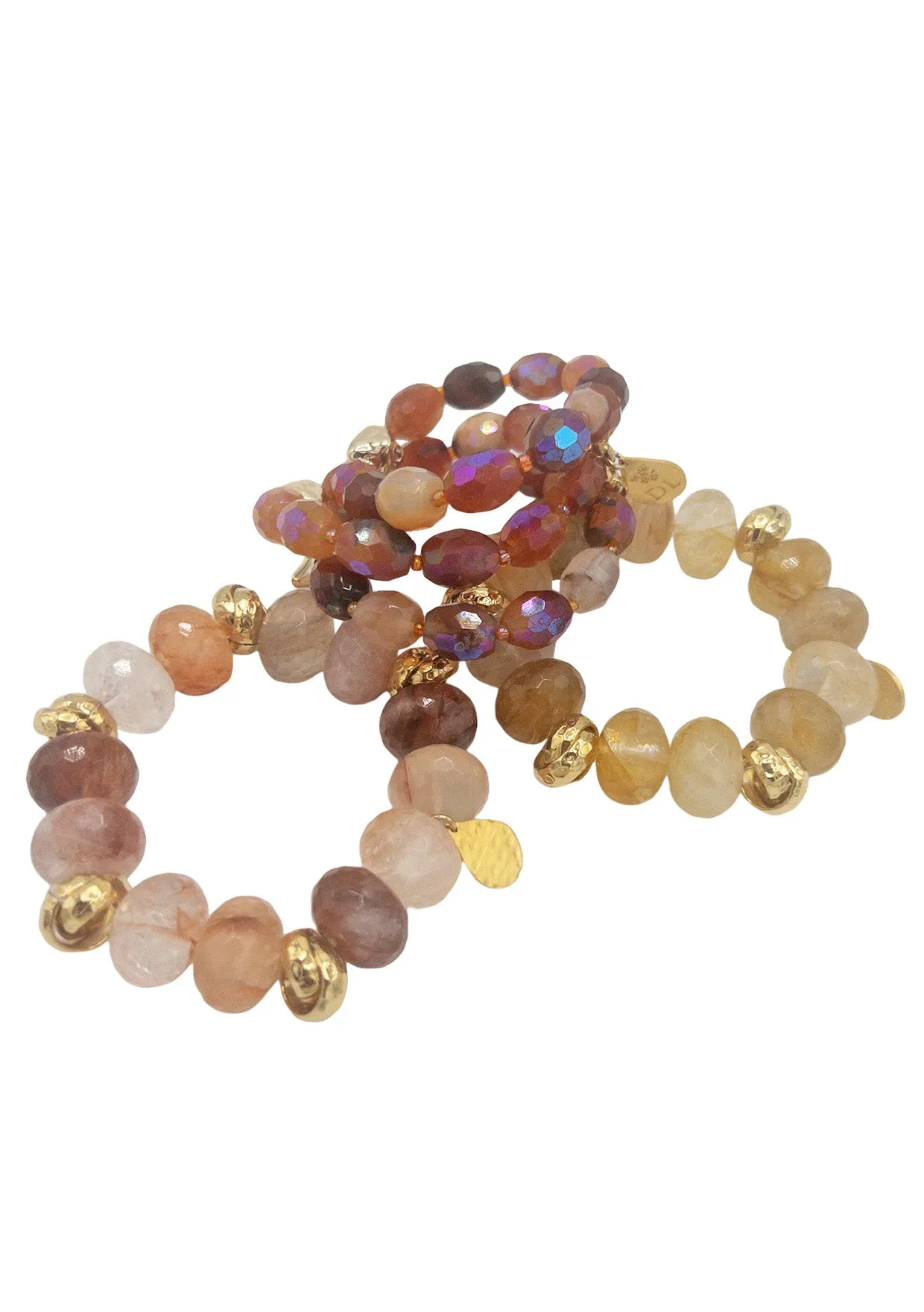 Citrine Quartz Gold Accent Stretchy Bracelet