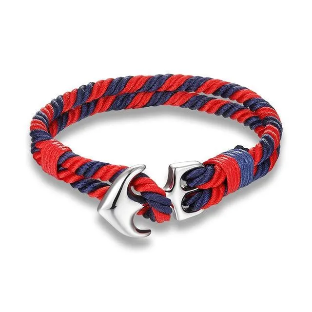 Classy Men Red & White Anchor Bracelet