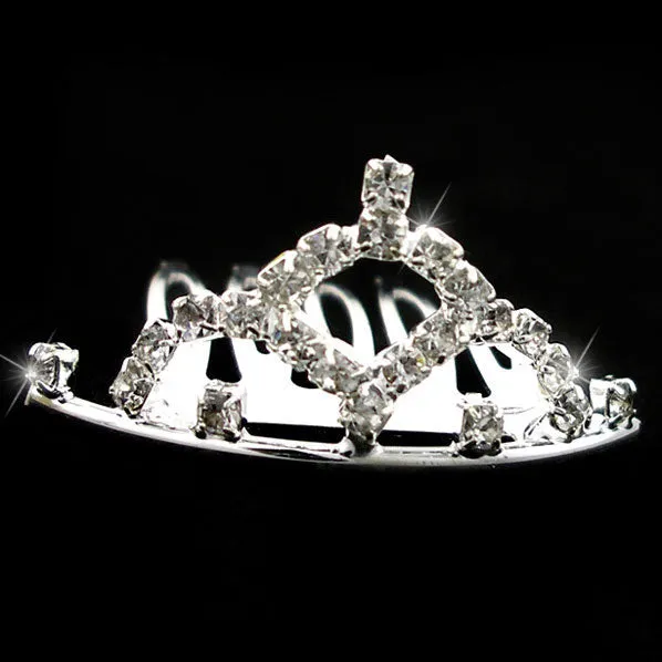 Clear Rhinestone Bridal Mini Tiara Comb 1.5" Wide