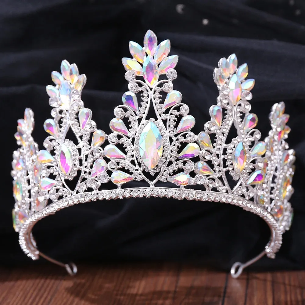 Color AB Crystal Bridal Tiaras Party Crystal Rhinestone Crowns