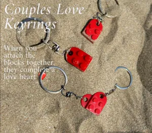 Couples red heart keyrings (set of 2)