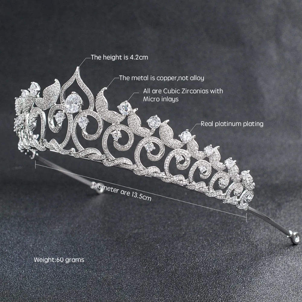 Cubic zircon wedding bridal tiara diadem hair jewelry CH10095