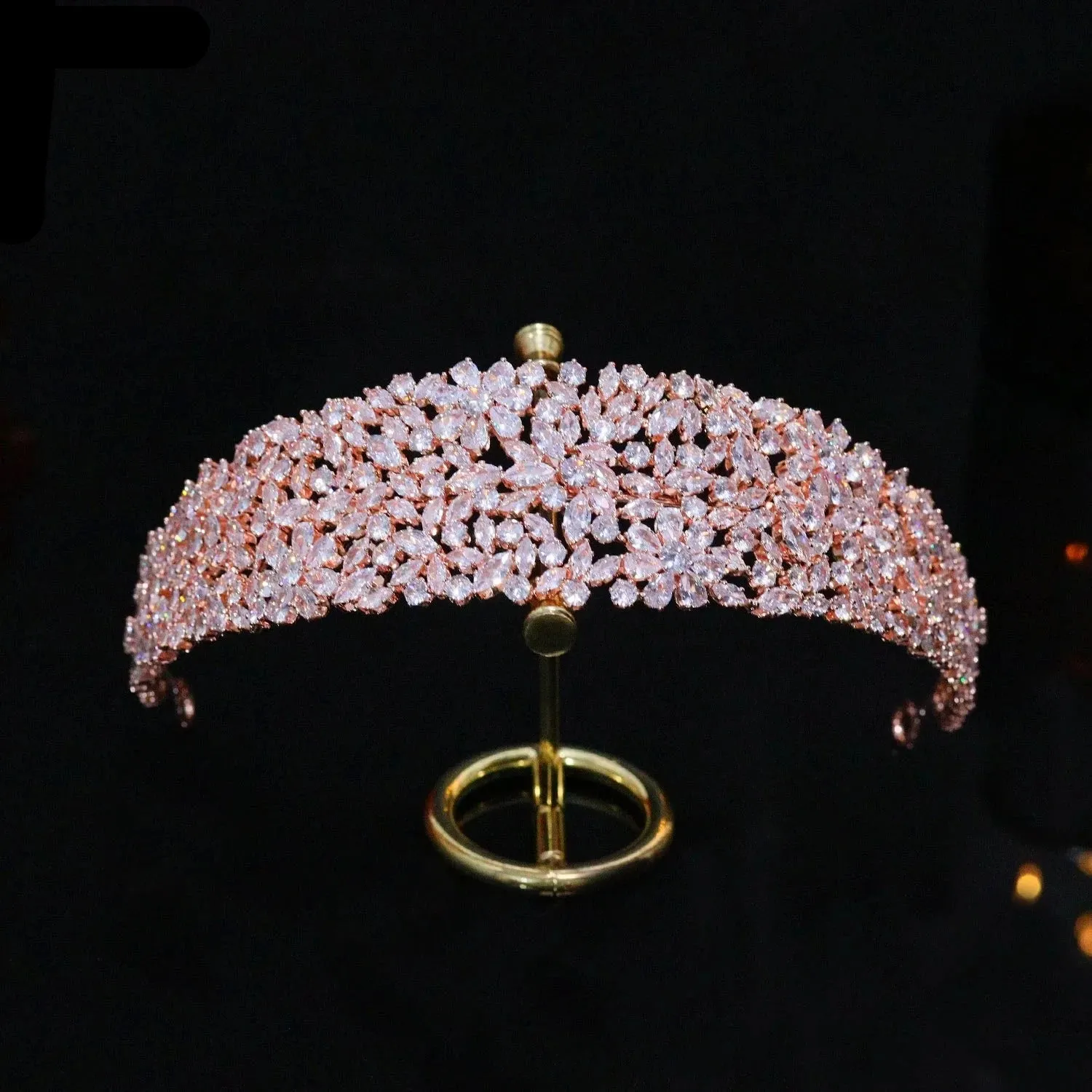 Cubic Zircon Wedding Tiara Crowns for Women Handmade Hair Accessories