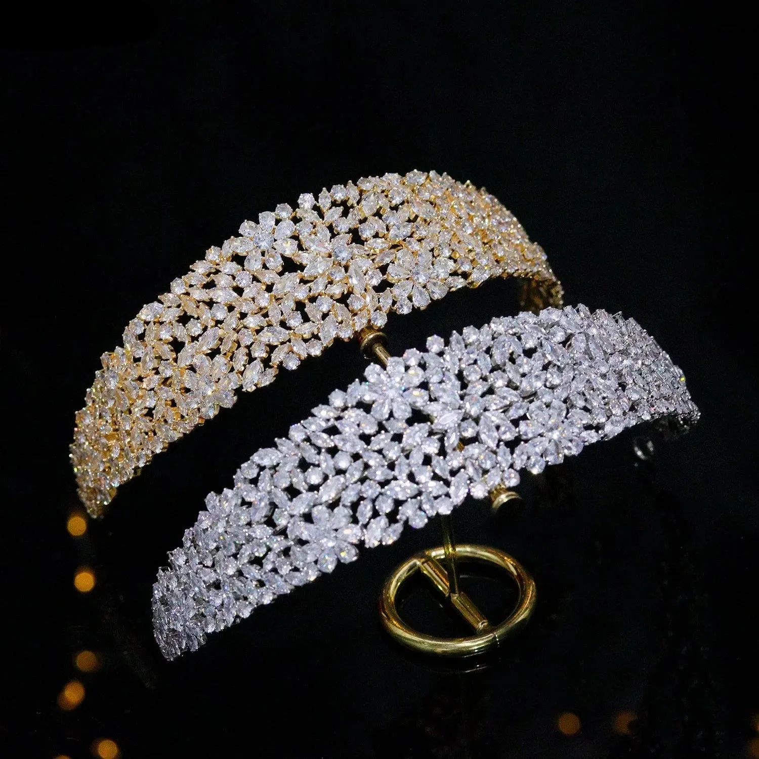 Cubic Zircon Wedding Tiara Crowns for Women Handmade Hair Accessories