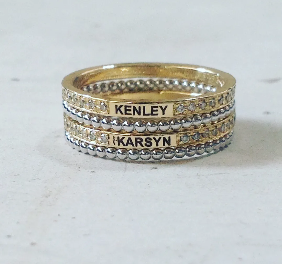 Custom Laser Engraved Diamond Eternity Band