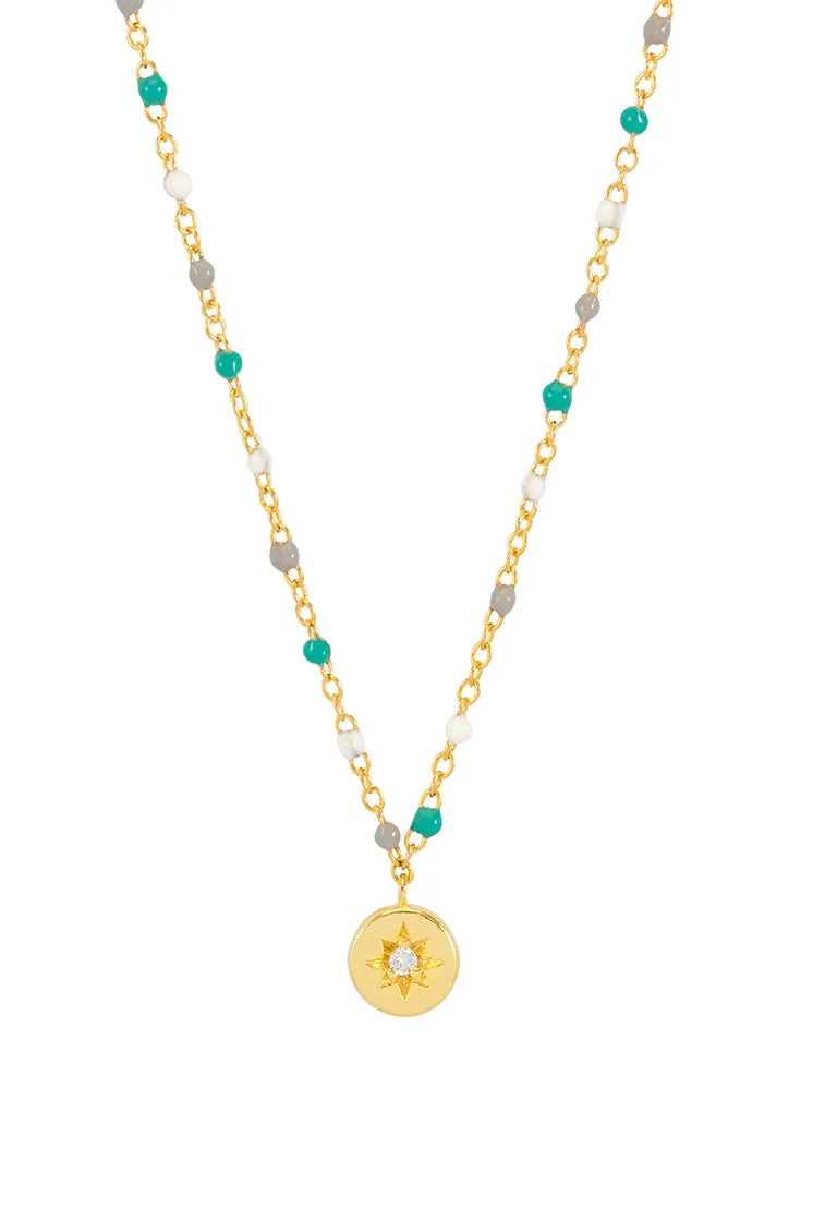 CZ Star Pendant Beaded Necklace