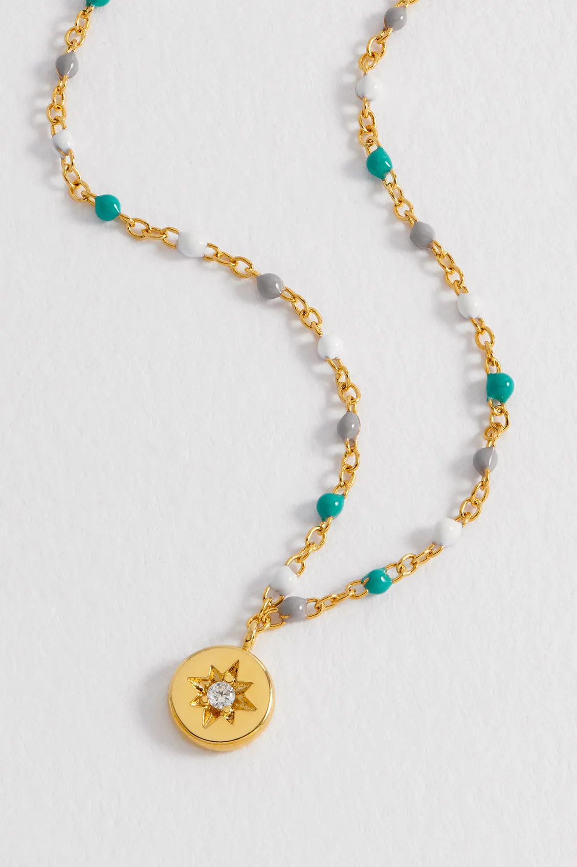 CZ Star Pendant Beaded Necklace