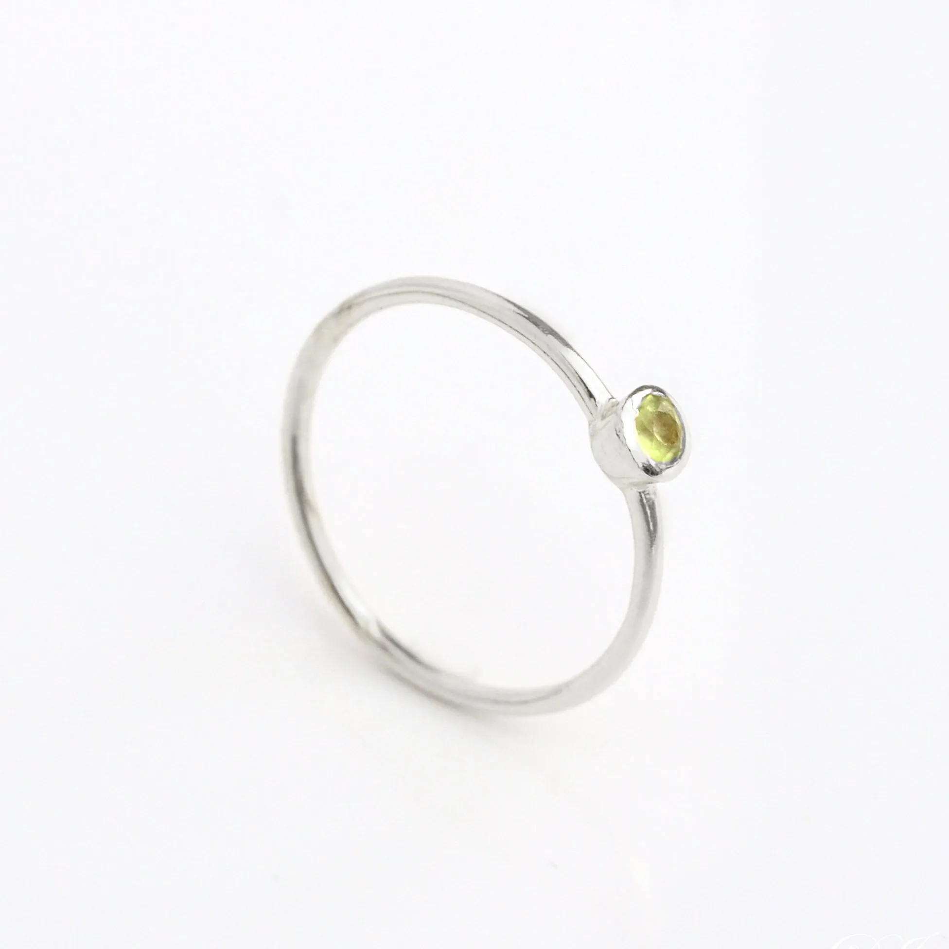 Dainty Stackable Green Amethyst Ring : February Birthstone