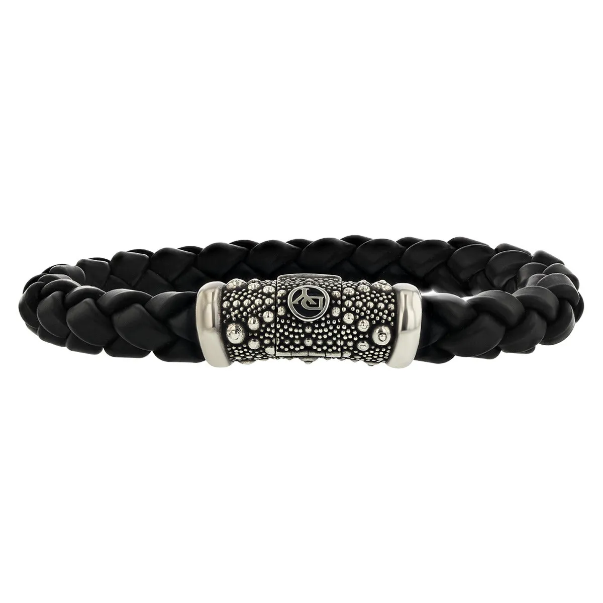 David Yurman Sterling Silver Black Leather Bracelet