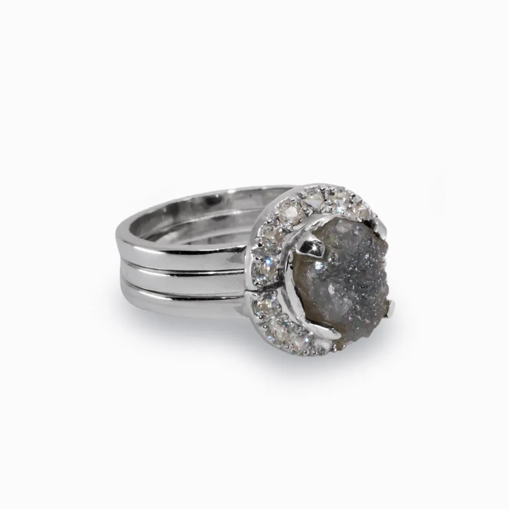 Diamond & White Topaz Ring