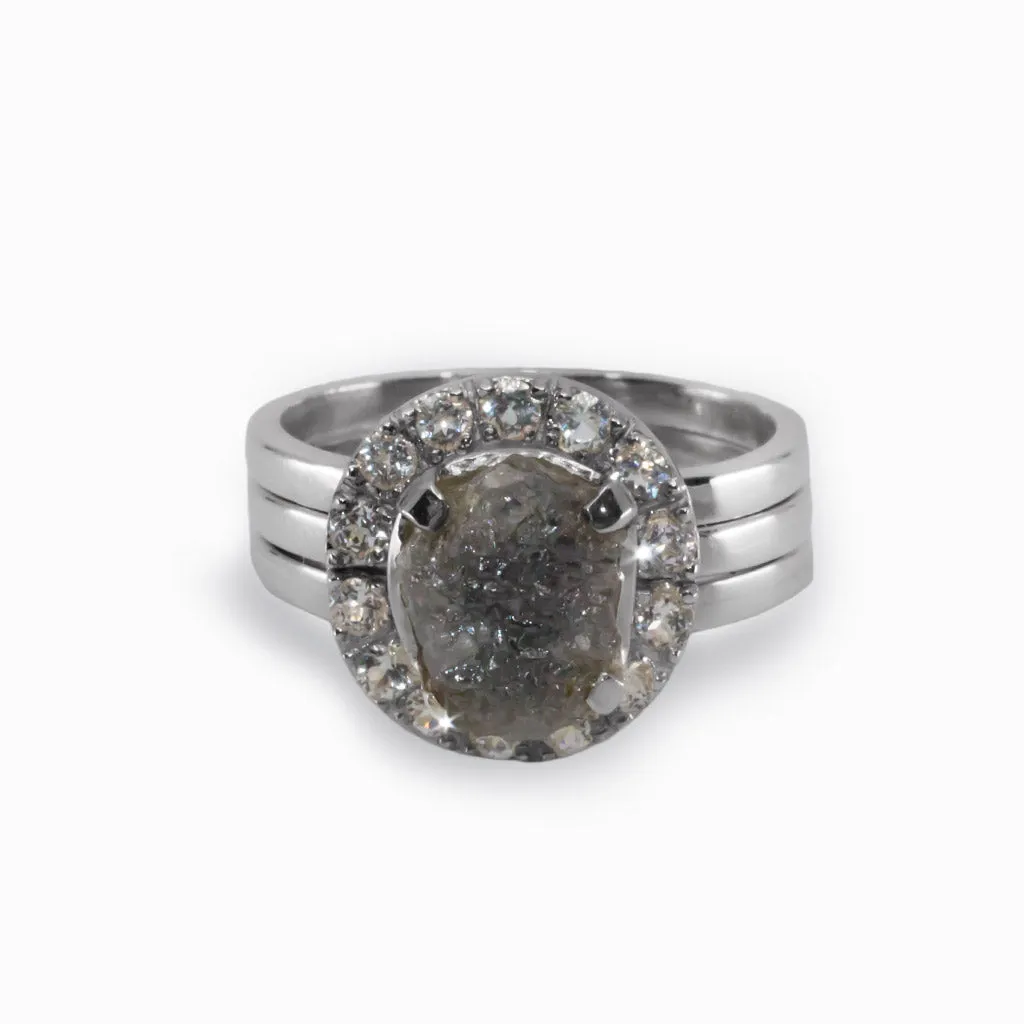 Diamond & White Topaz Ring