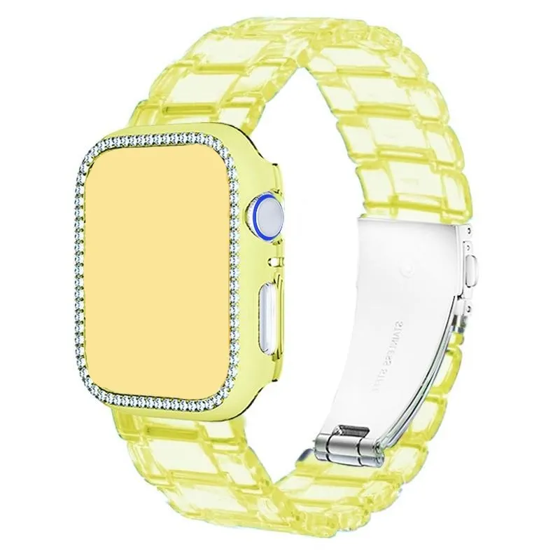 Diamond Case Resin Strap For Apple Series 6 5 Women Transparent Bracelet