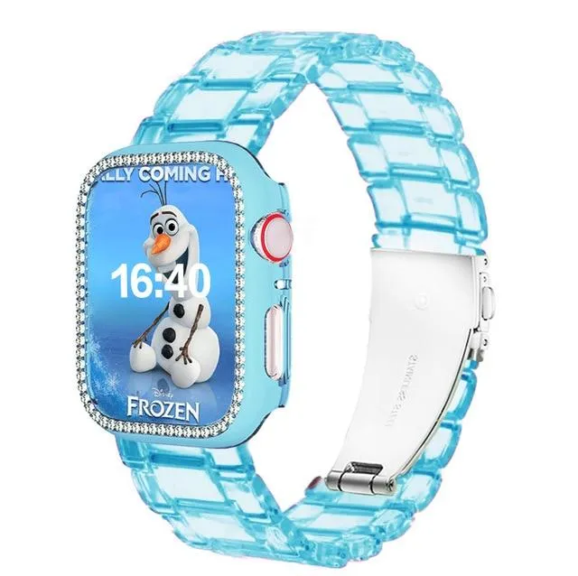 Diamond Case Resin Strap For Apple Series 6 5 Women Transparent Bracelet