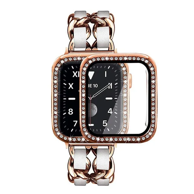 Diamond Glass Case   Women Jewelry Bracelet Metal Strap Series 6 5 4