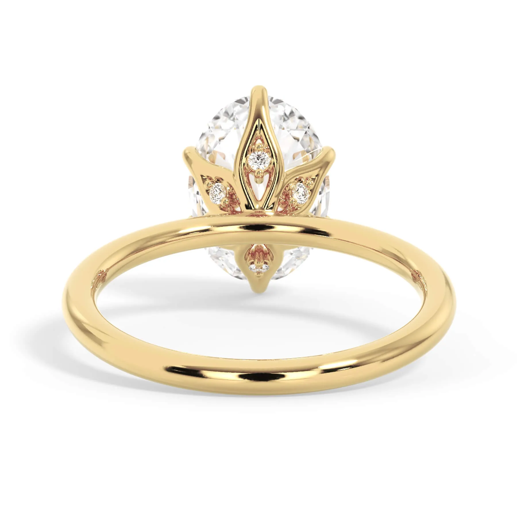 Diamond Petal Prong Engagement Ring Setting