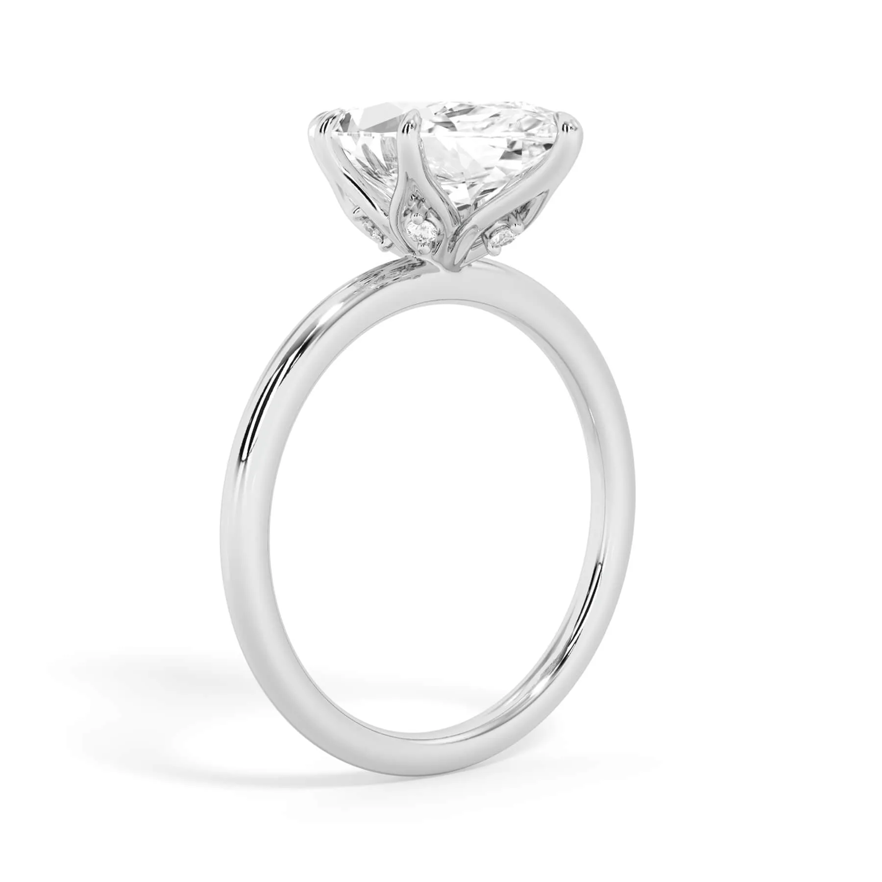 Diamond Petal Prong Engagement Ring Setting