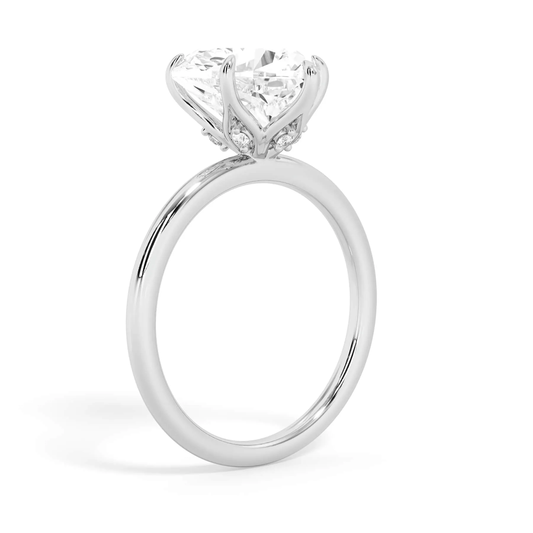 Diamond Petal Prong Engagement Ring Setting