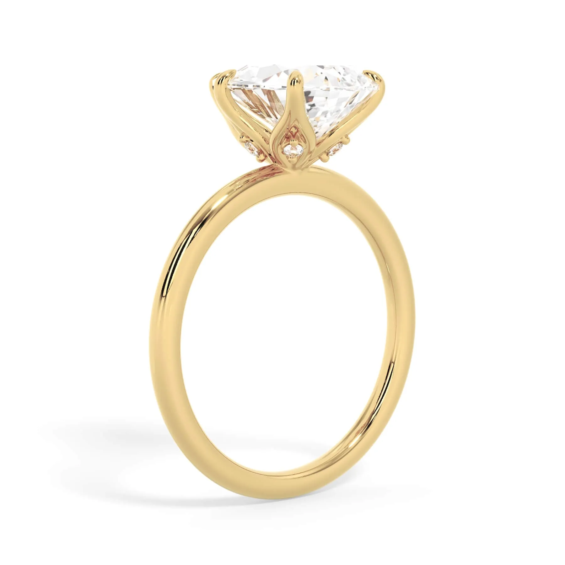 Diamond Petal Prong Engagement Ring Setting