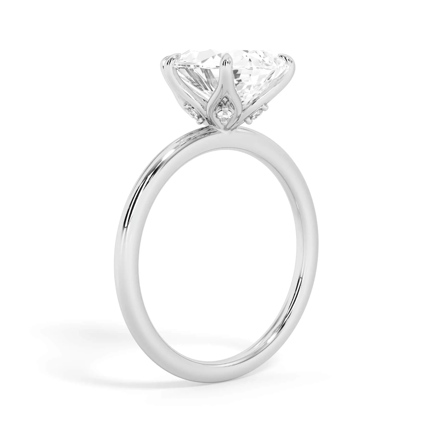 Diamond Petal Prong Engagement Ring Setting