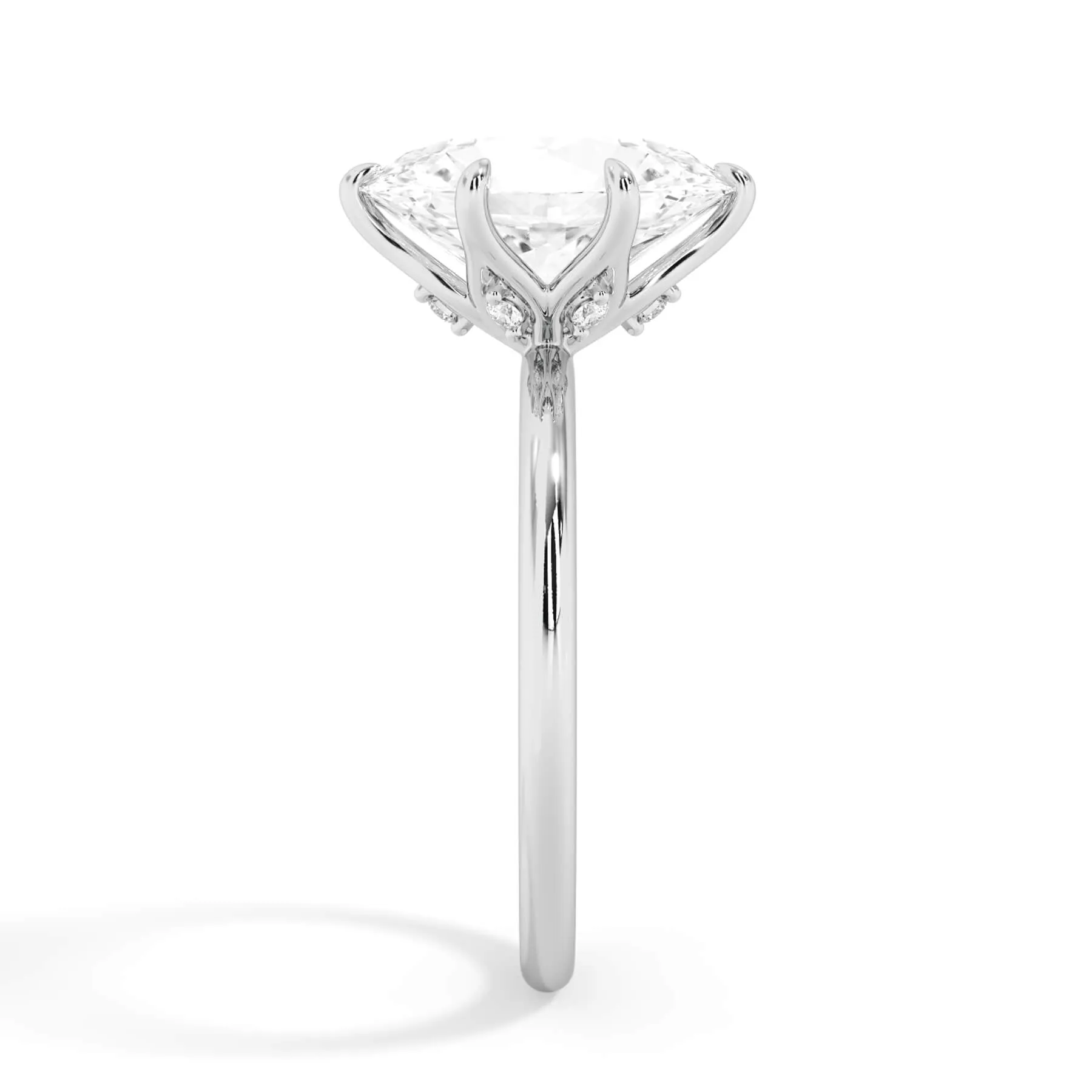 Diamond Petal Prong Engagement Ring Setting