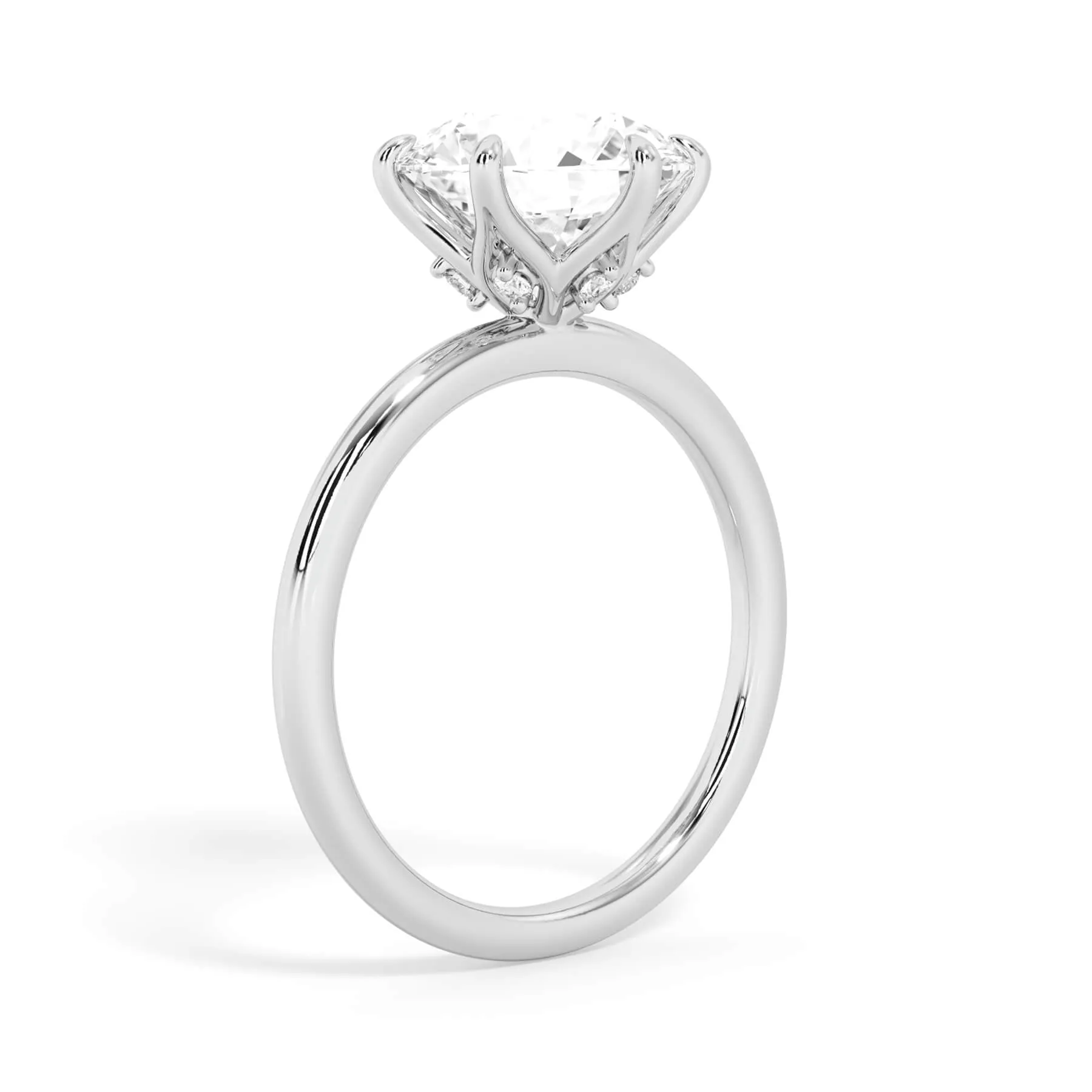 Diamond Petal Prong Engagement Ring Setting