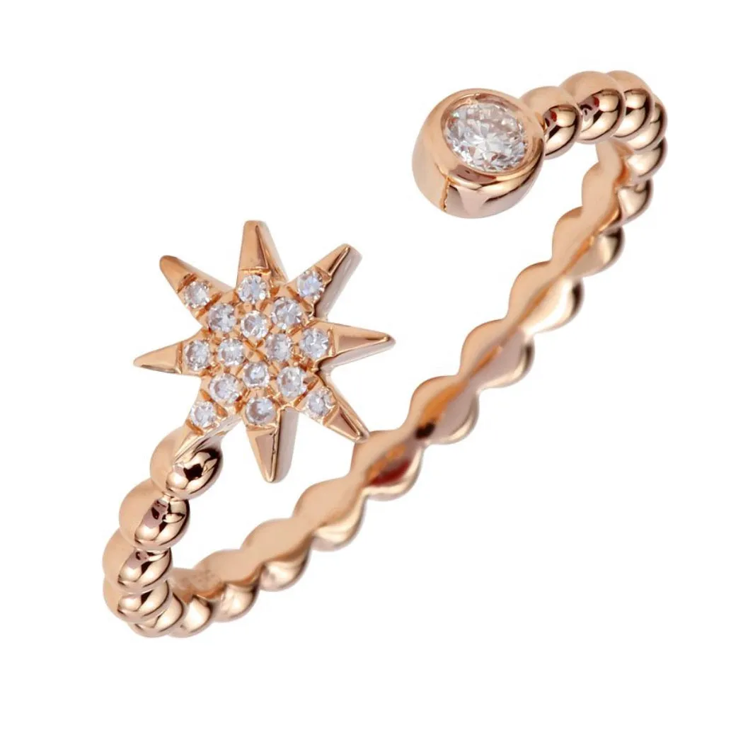 Diamond Starburst Open Ring