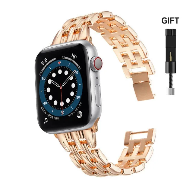 Diamond Strap Case For Apple Watch Band Series 7 6 5 4 Luxury Bracelet Quality Steel Strap iWatch 38mm 40mm 41mm 42mm 44mm 45mm |Watchbands|