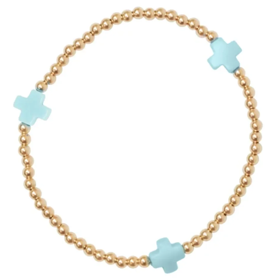 E Newton egirl Signature Cross 3mm Bead Bracelet