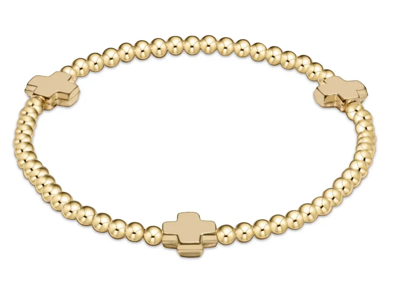 E Newton egirl Signature Cross 3mm Bead Bracelet