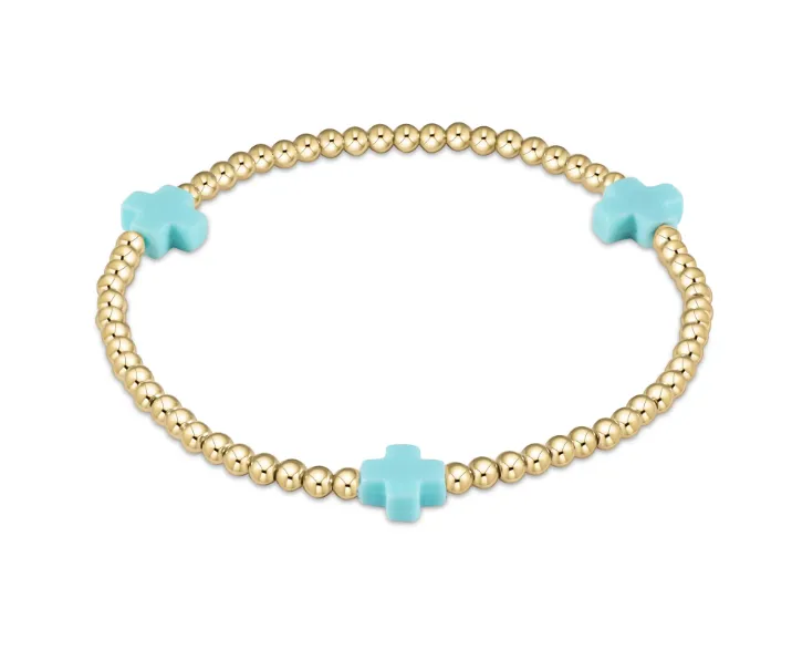 E Newton egirl Signature Cross 3mm Bead Bracelet