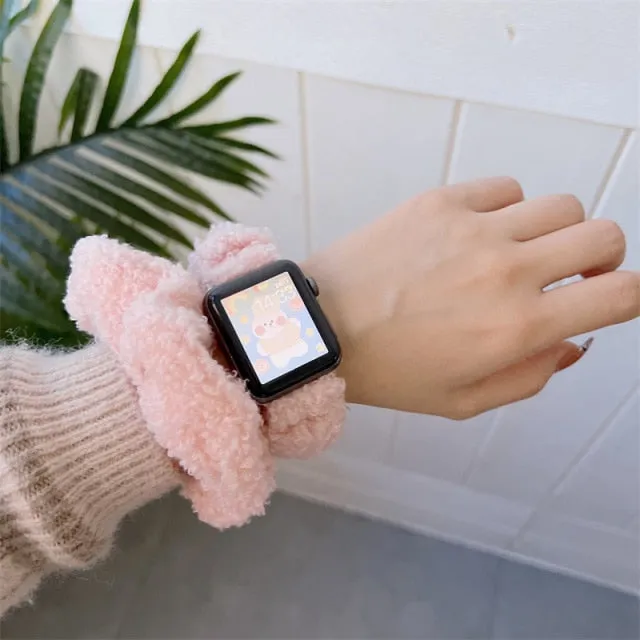 Elastic Strap Series 7 6 5 4 Hair Cute Plush Bracelet Correa iWatch