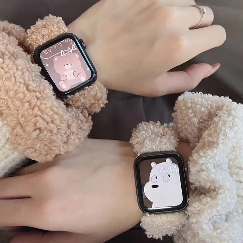 Elastic Strap Series 7 6 5 4 Hair Cute Plush Bracelet Correa iWatch