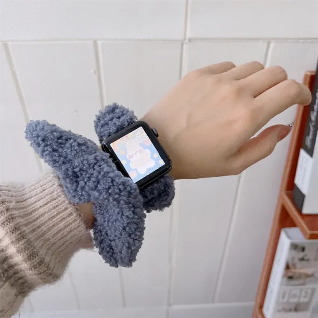 Elastic Strap Series 7 6 5 4 Hair Cute Plush Bracelet Correa iWatch