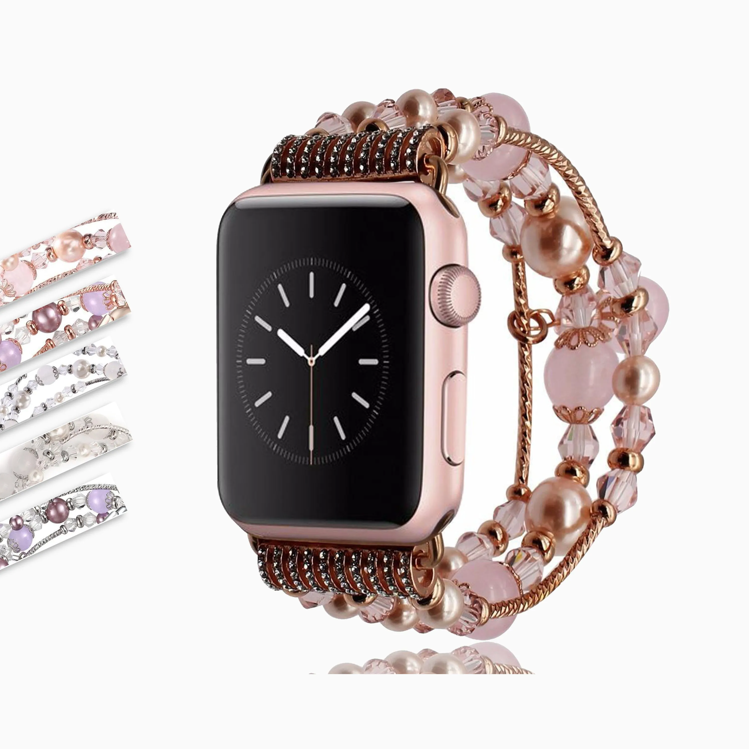 Elastic stretch Apple Watch Band, charm Beads Pearl Bracelet Strap