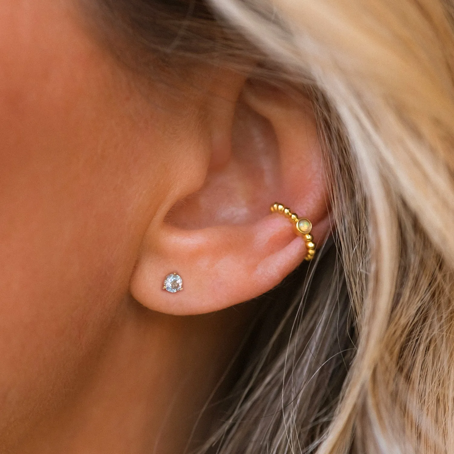 Element Stud | 14k Gold & Aquamarine