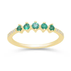 Emerald and Diamond Stackable Ring - YG