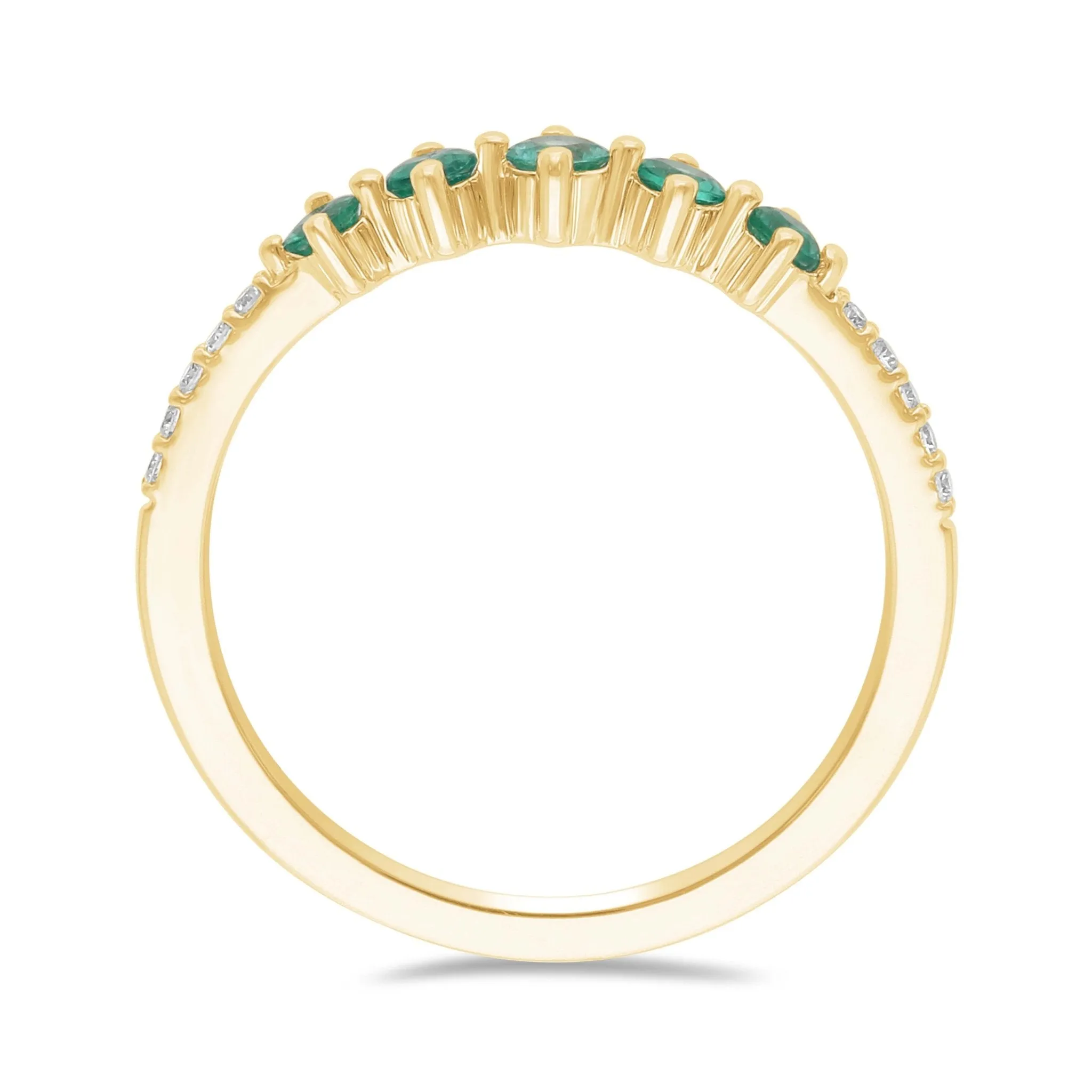 Emerald and Diamond Stackable Ring - YG