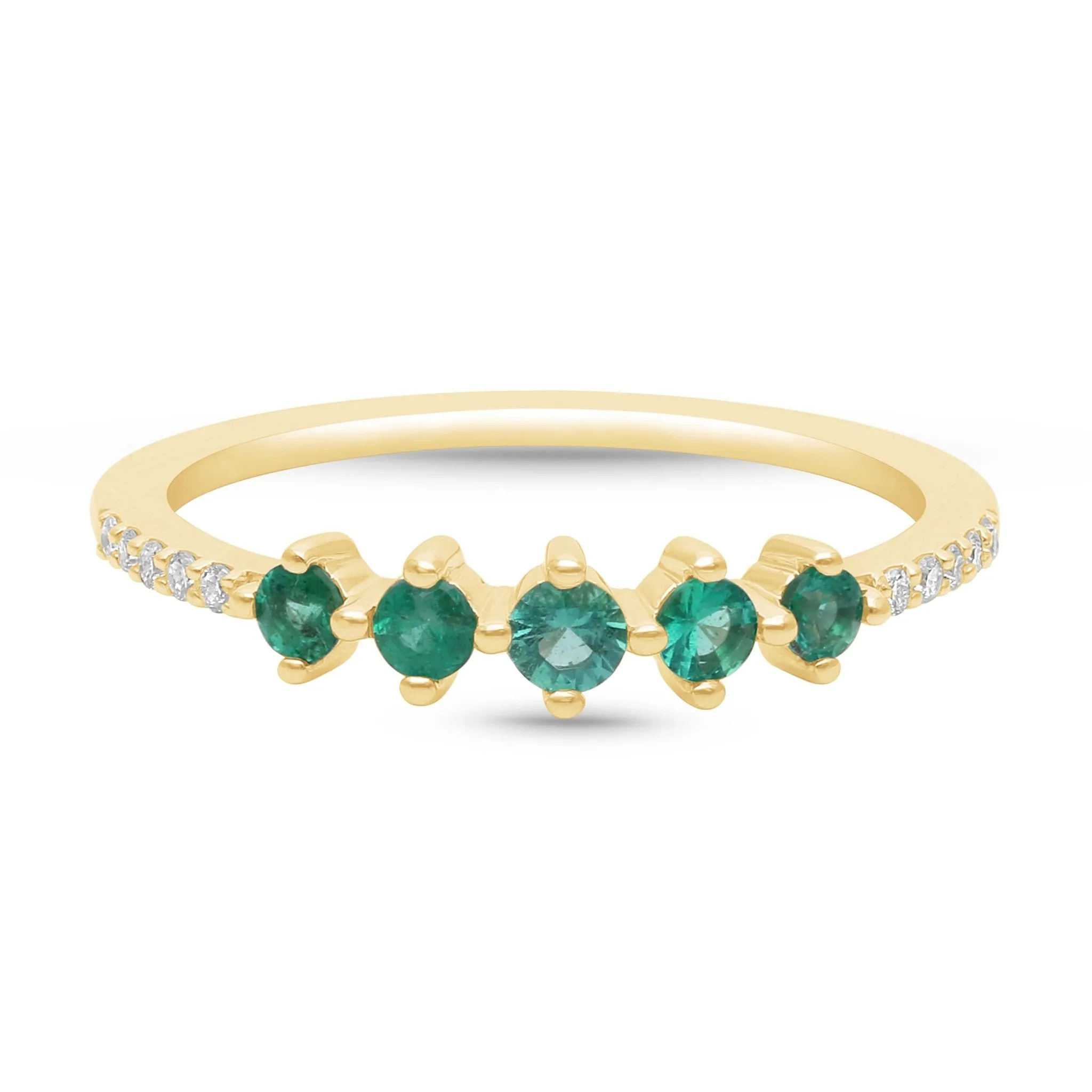 Emerald and Diamond Stackable Ring - YG