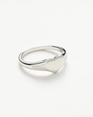 Engravable Heart Signet Ring | Sterling Silver