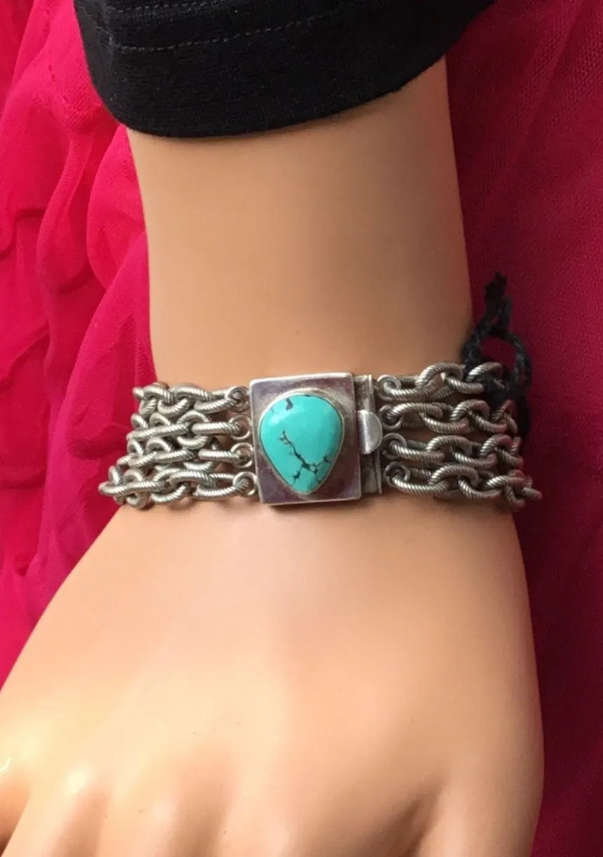 Erin Knight Clasp Bracelet with Turquoise Stone