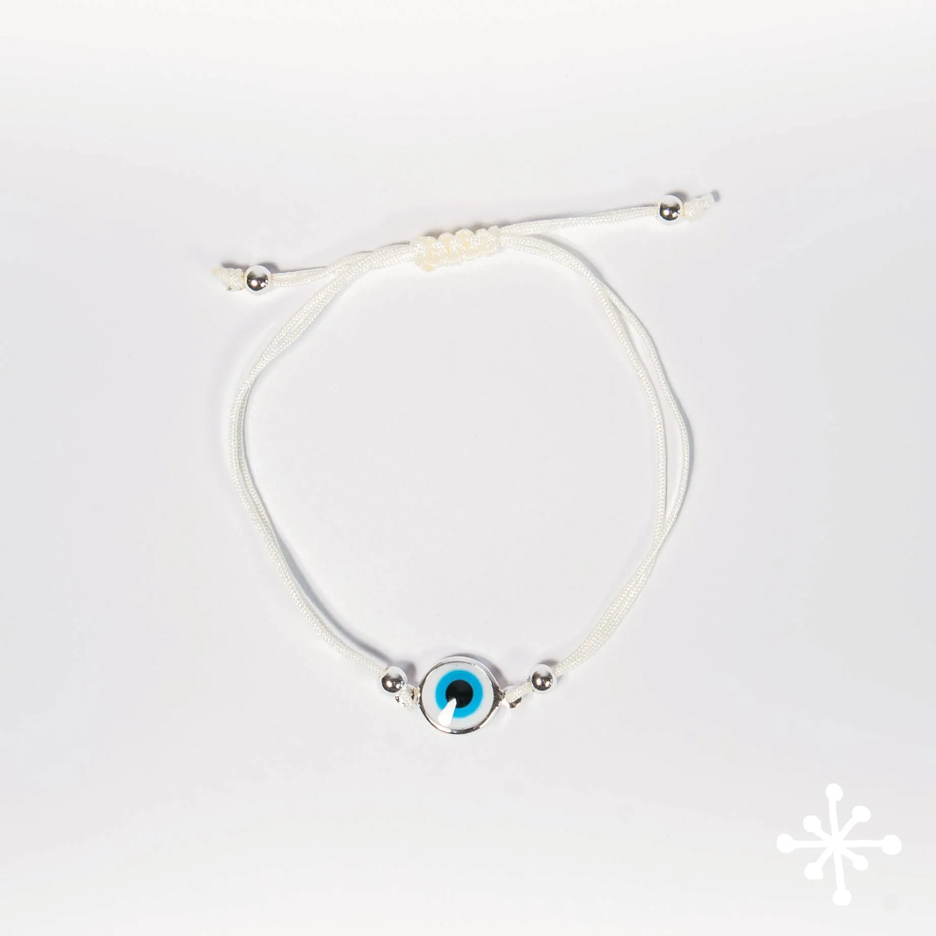 Evil Eye Bracelet Cord with Silver Beads