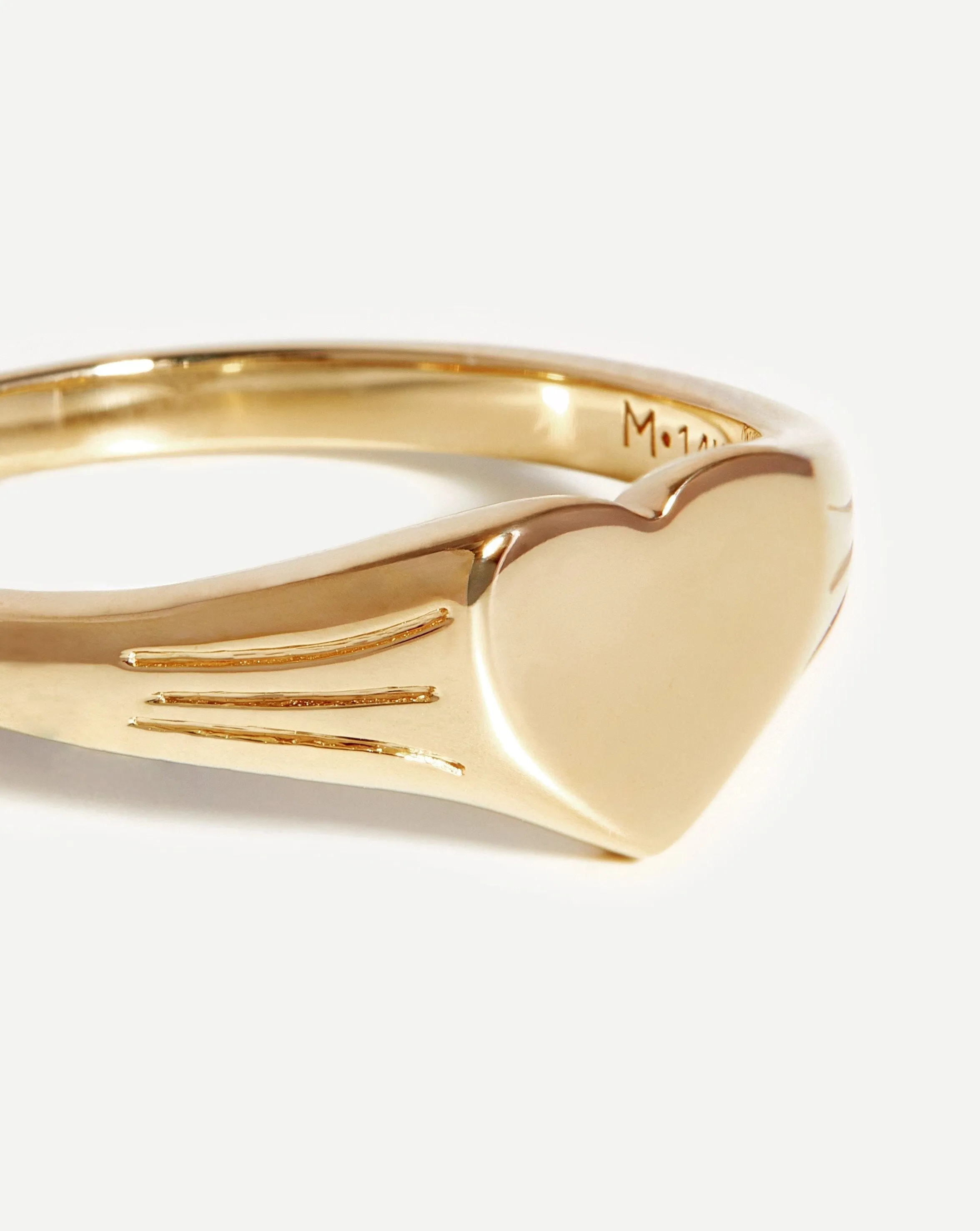 Fine Engravable Heart Signet Ring | 14ct Solid Gold