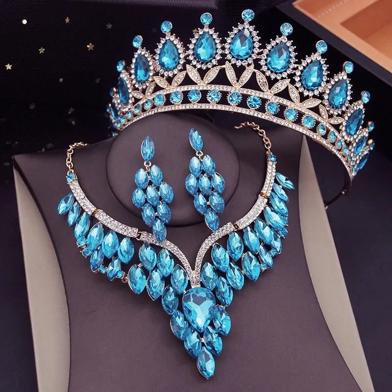 Fit for a Queen Jewelry Set -  Tiara - Choker Necklace-Earrings - Brides- Quinceañeras