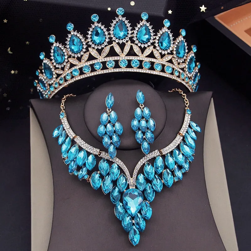 Fit for a Queen Jewelry Set -  Tiara - Choker Necklace-Earrings - Brides- Quinceañeras