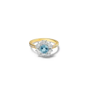 Flora Engagement Ring 18ct White & Yellow Gold - Aquamarine & Diamond