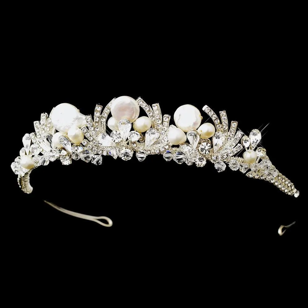 Freshwater Pearl & Crystal Tiara Headpiece