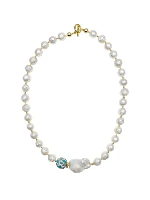 Freshwater Pearls With Baroque & Turquoise Short Necklace EN009